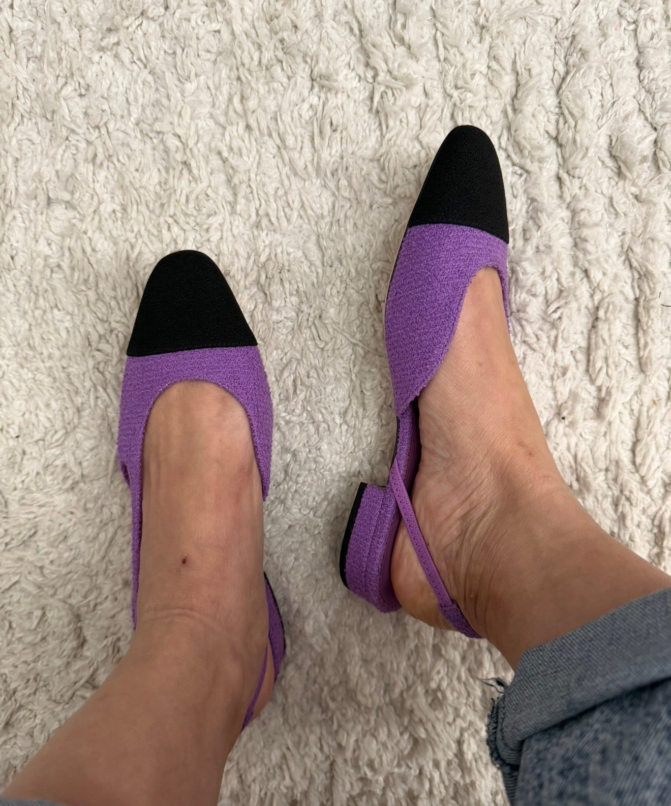 Chanel Purple Tweed Slingback Flats