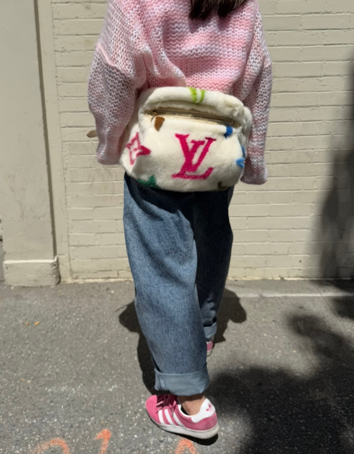 Louis Vuitton X Takashi Murakami White Mink Bumbag With Ostrich and Multicolors Monogram