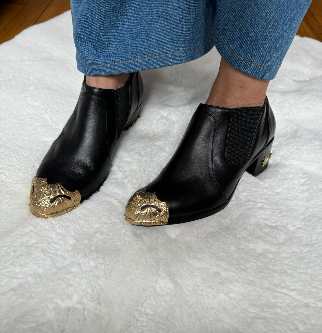 Chanel Black Dallas Paris Cowboy Boots