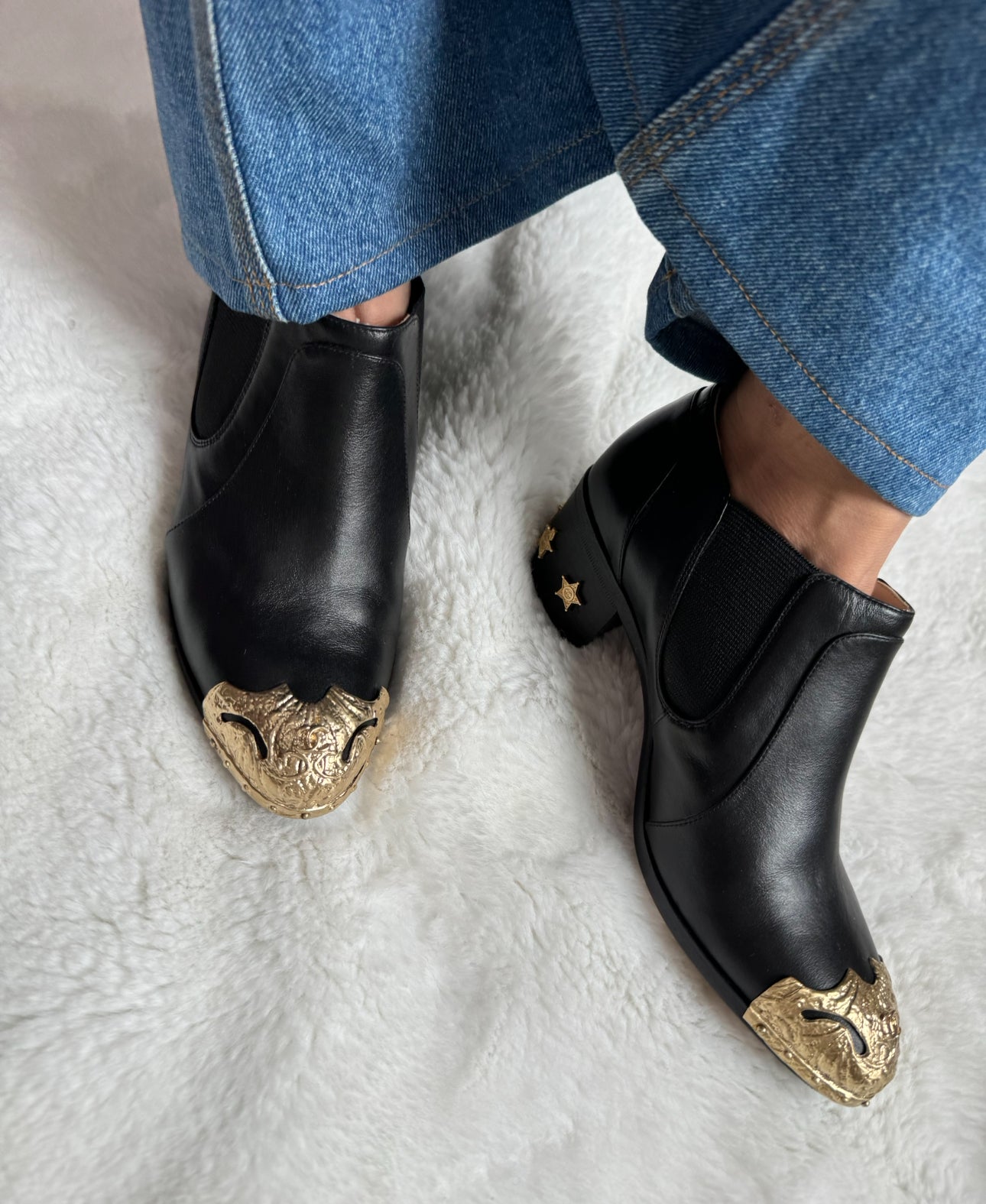 Chanel Black Dallas Paris Cowboy Boots