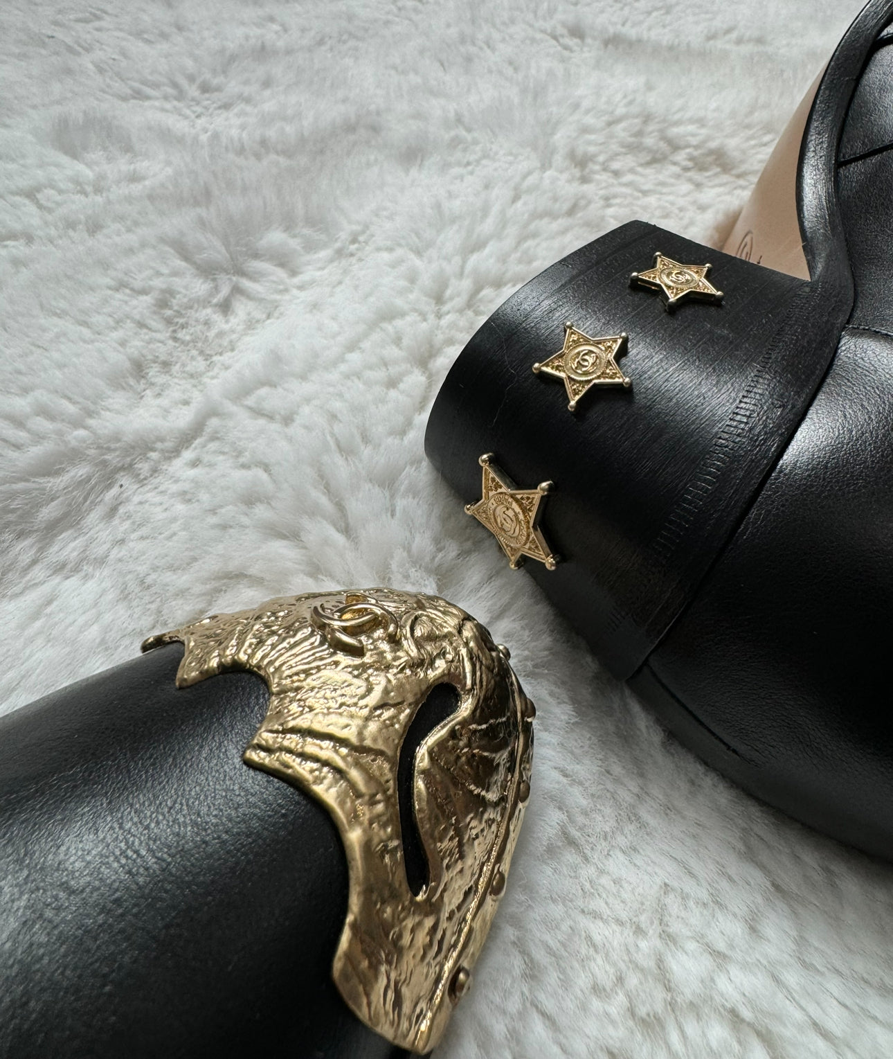 Chanel Black Dallas Paris Cowboy Boots