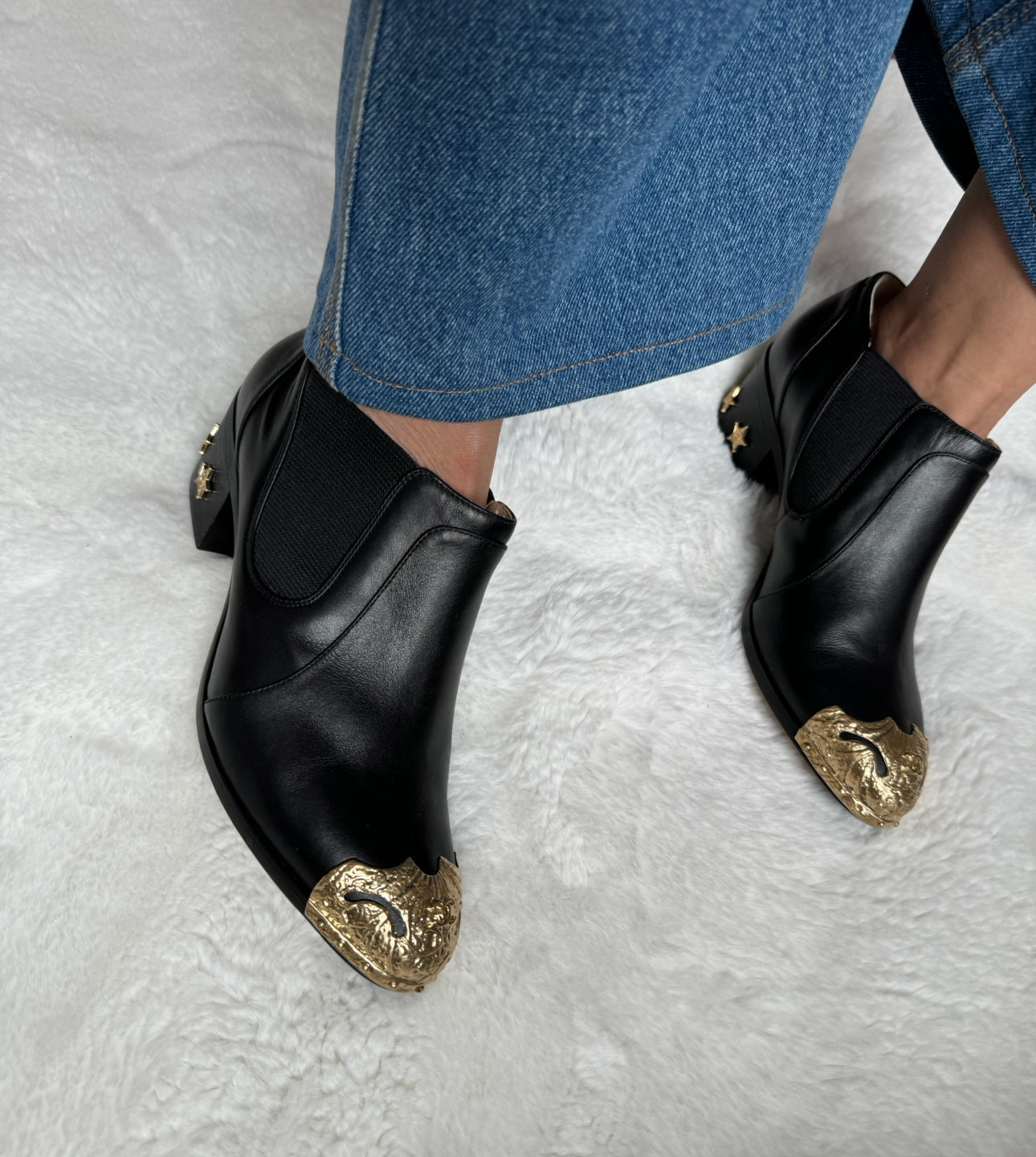 Chanel Black Dallas Paris Cowboy Boots