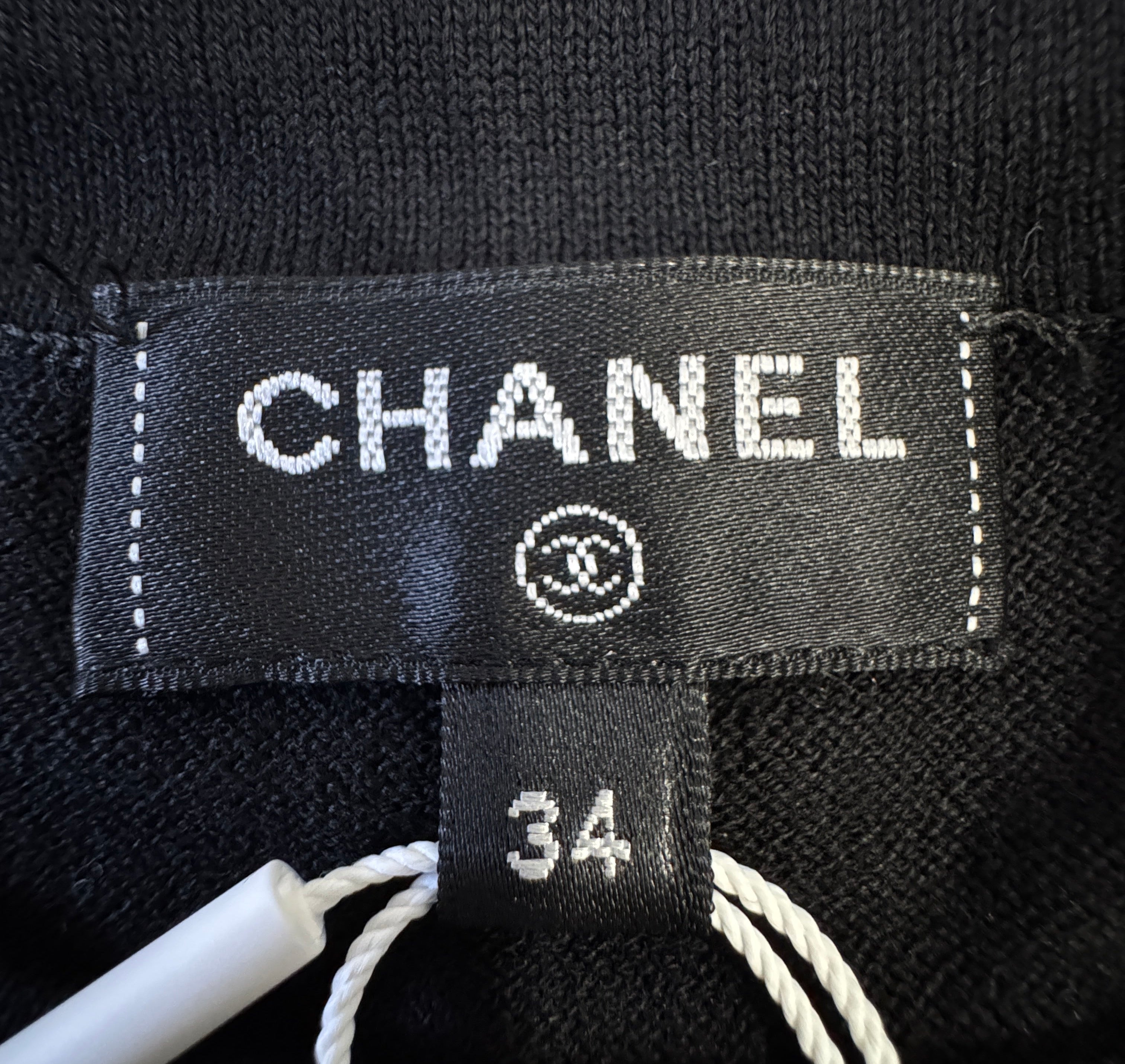 Chanel Black Top with Multicolor CHANEL Print Logo