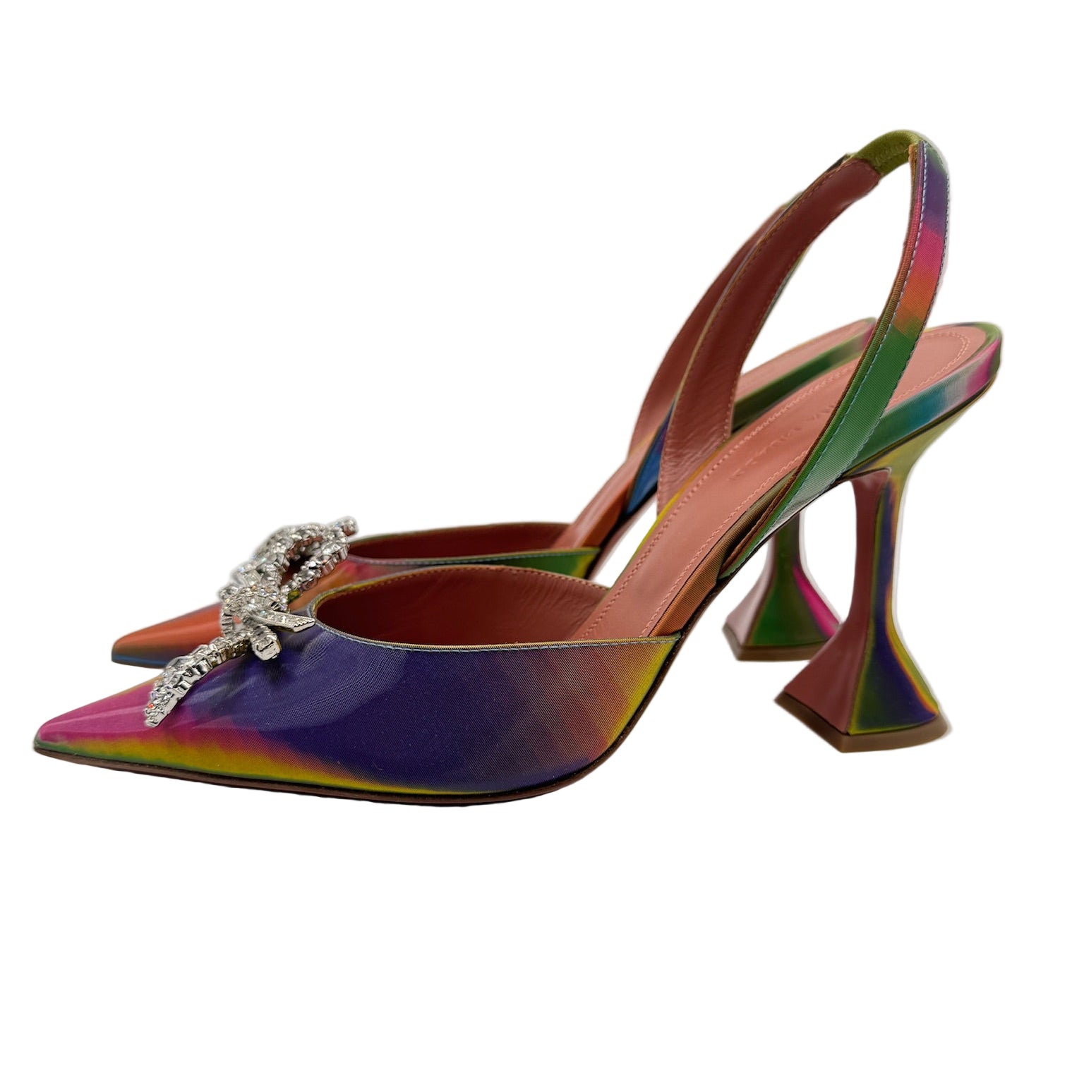 Amina Muaddi Rosie Multicolor Rainbow Slingback Heels
