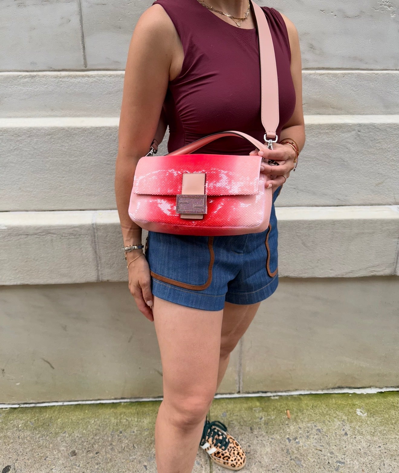 Fendi X Sarah Jessica Parker Pink Ombre Sequin Baguette