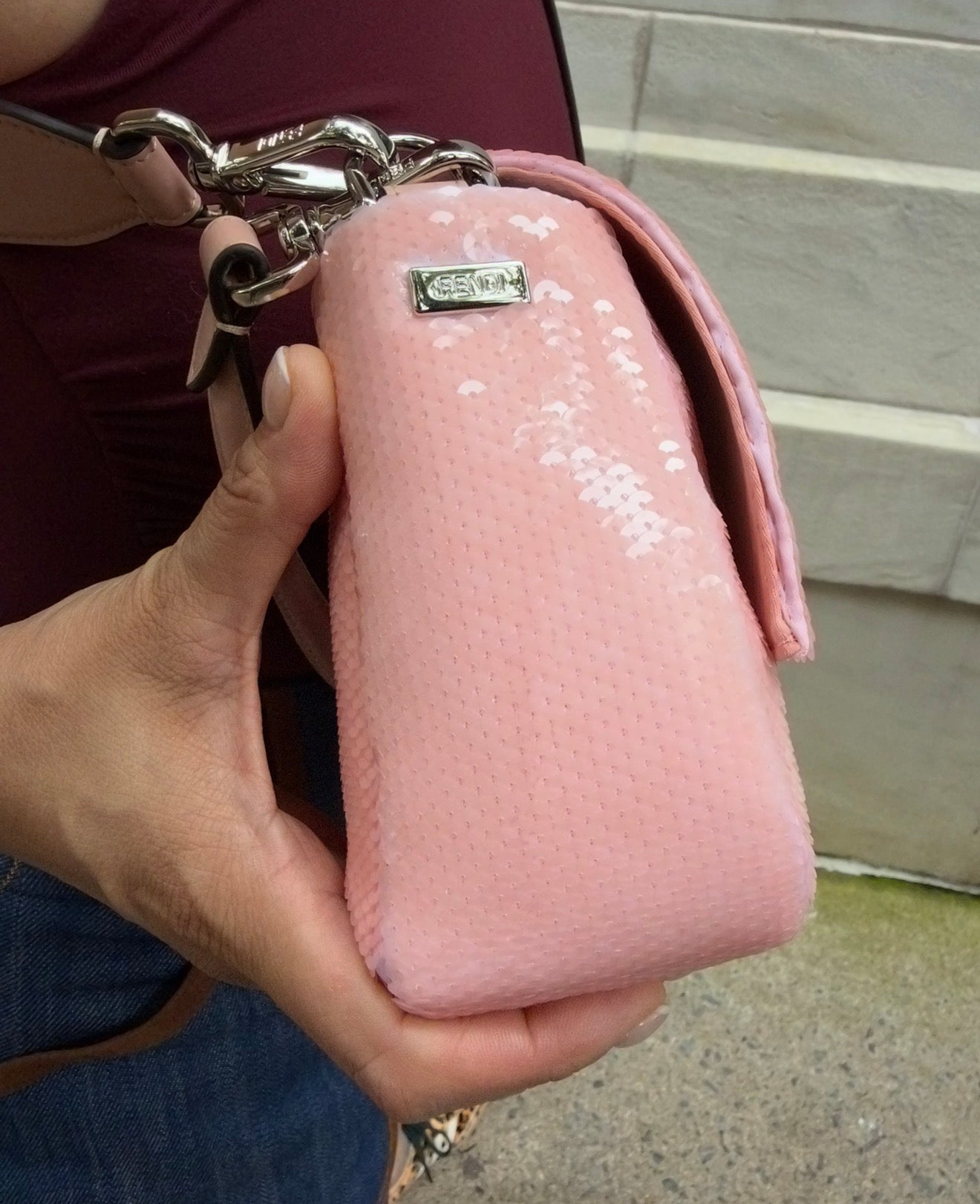 Fendi X Sarah Jessica Parker Pink Ombre Sequin Baguette