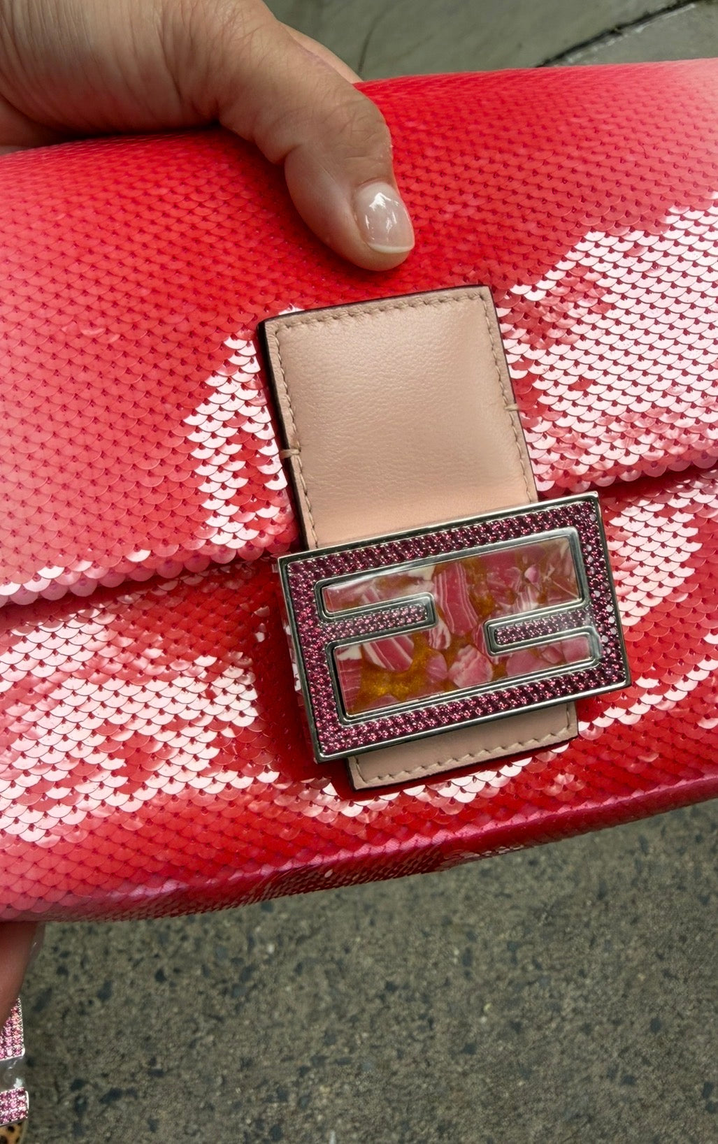 Fendi X Sarah Jessica Parker Pink Ombre Sequin Baguette