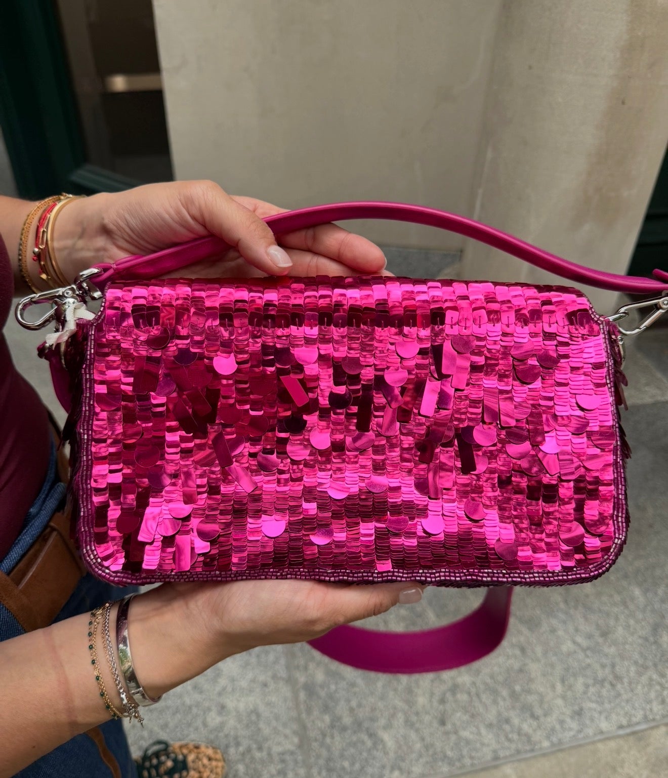 FENDI Pink Sequins Baguette