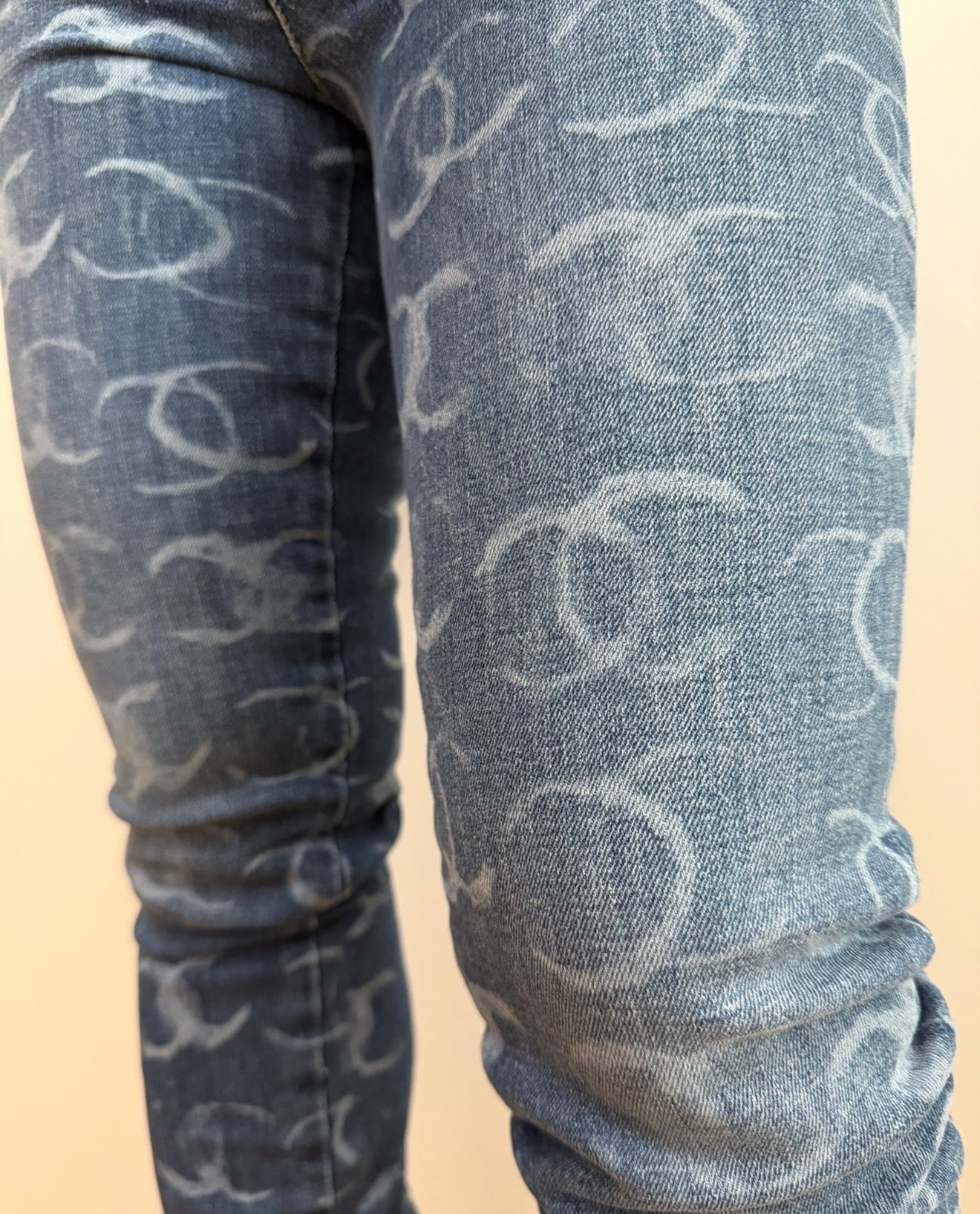 Chanel Blue Denim Skinny Jeans With CC Logos