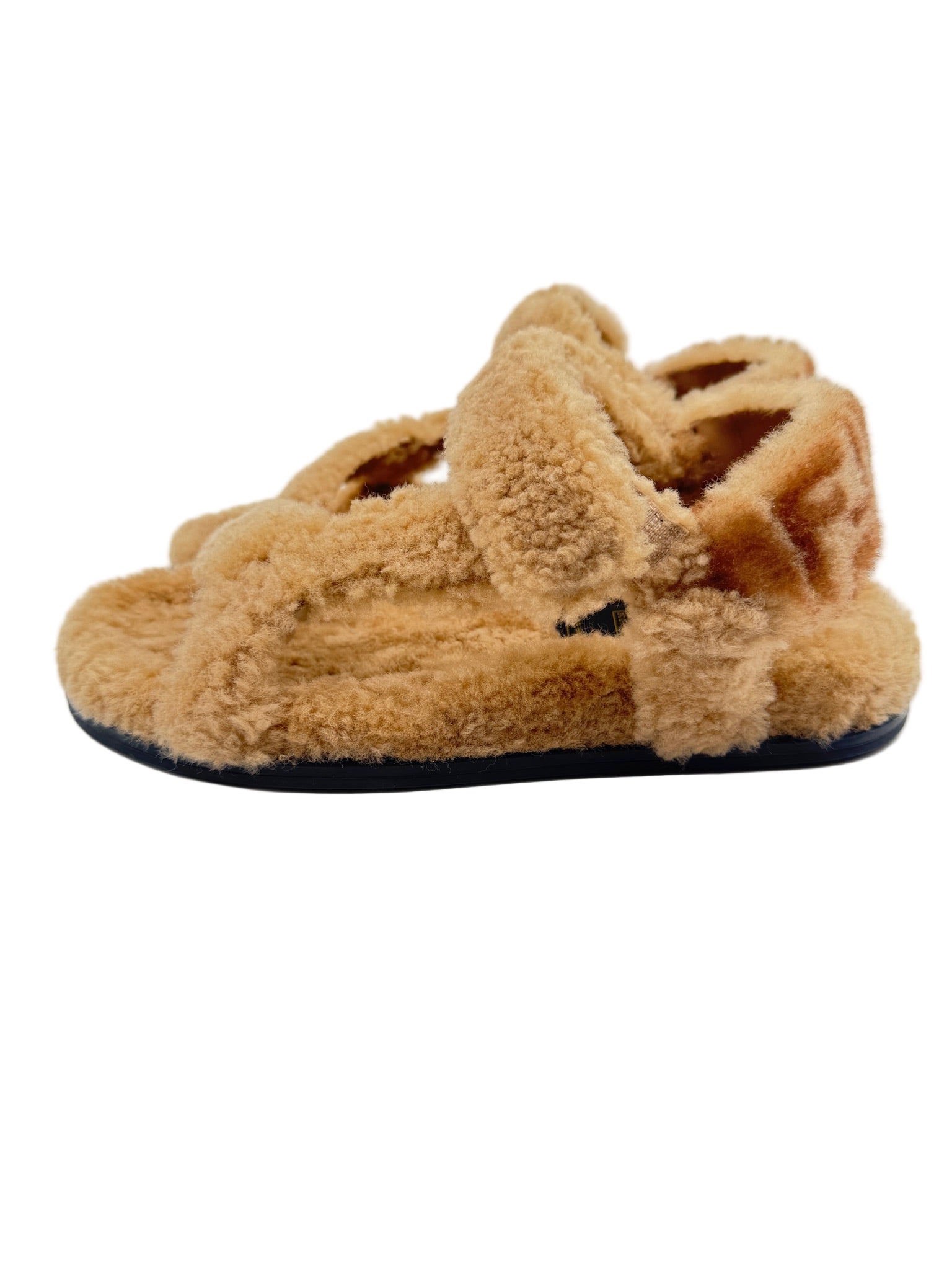 Fendi Skims Feels Beige Shearling Sandals