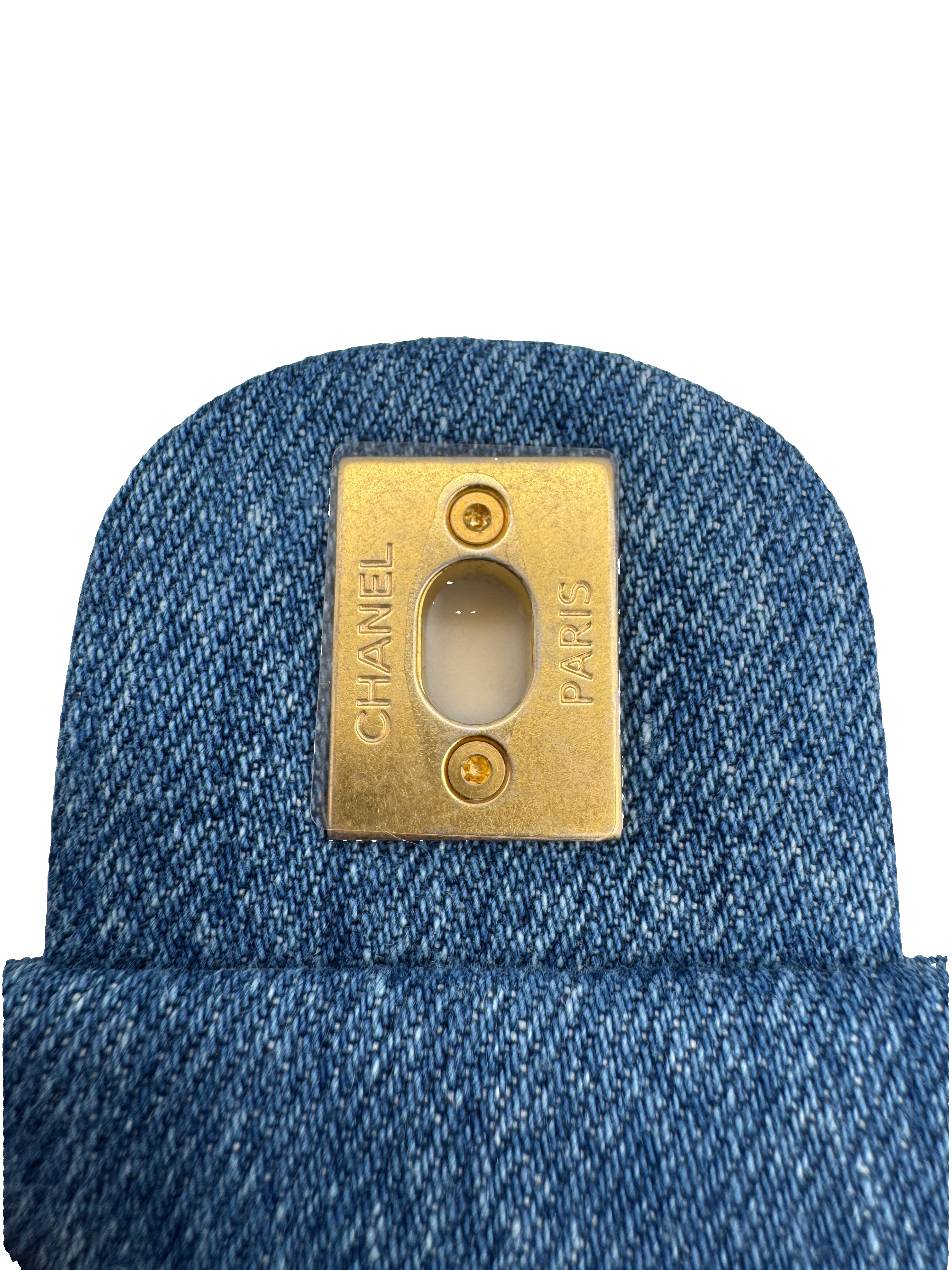 Chanel Blue Denim Mini Flap Bag With Multicolor Logos