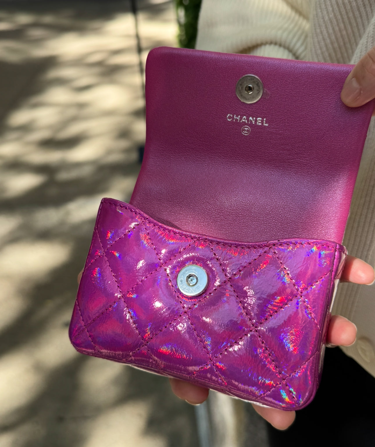 Chanel Pink Iridescent Mirror Bag Charm