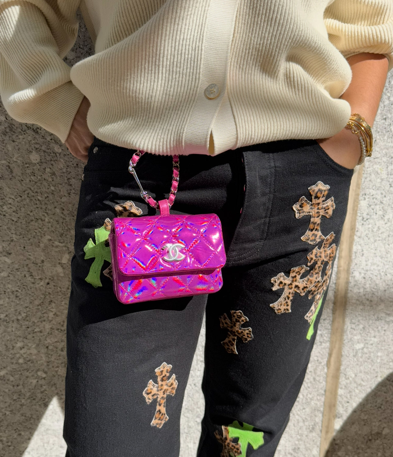 Chanel Pink Iridescent Mirror Bag Charm