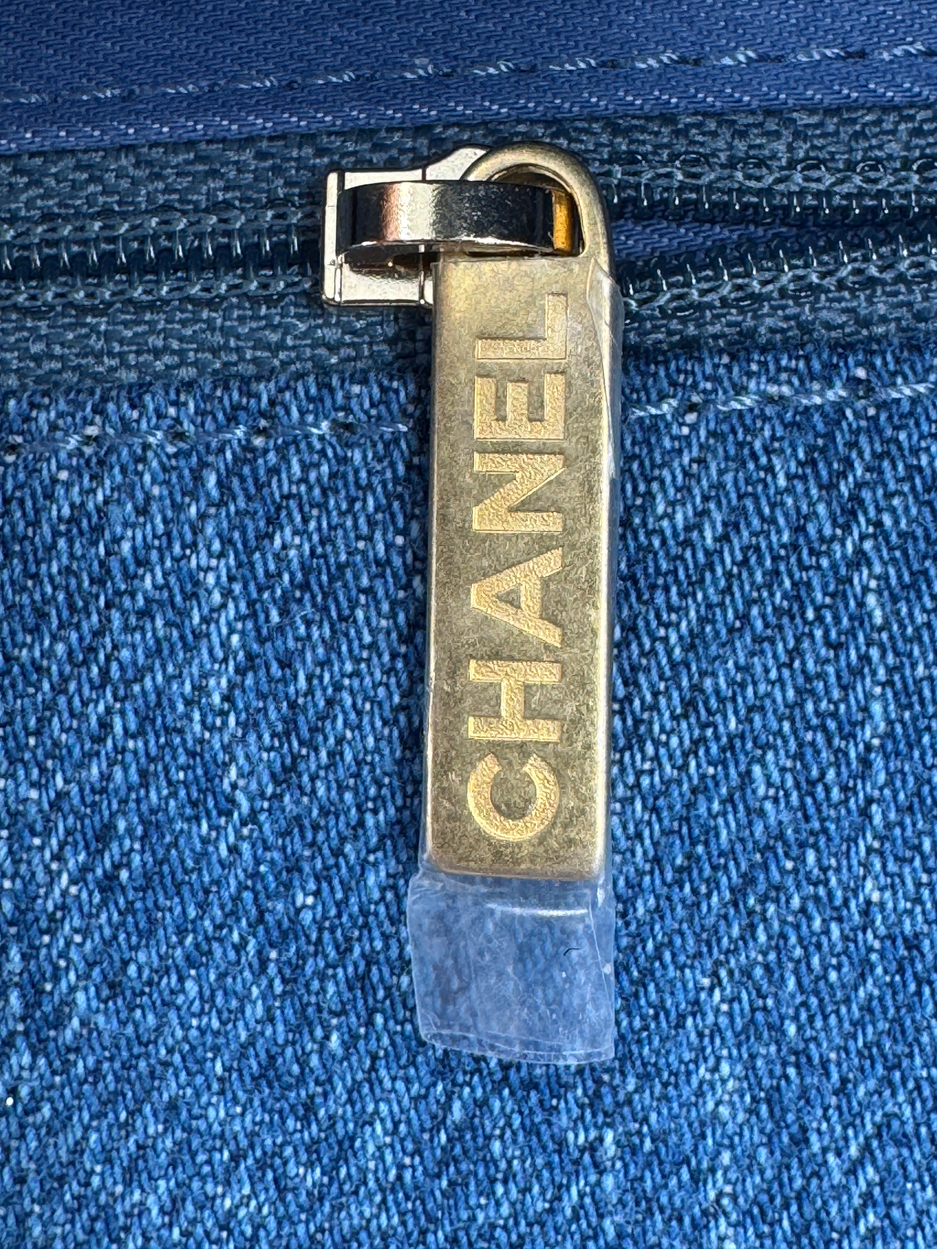 Chanel Blue Denim Mini Flap Bag With Multicolor Logos