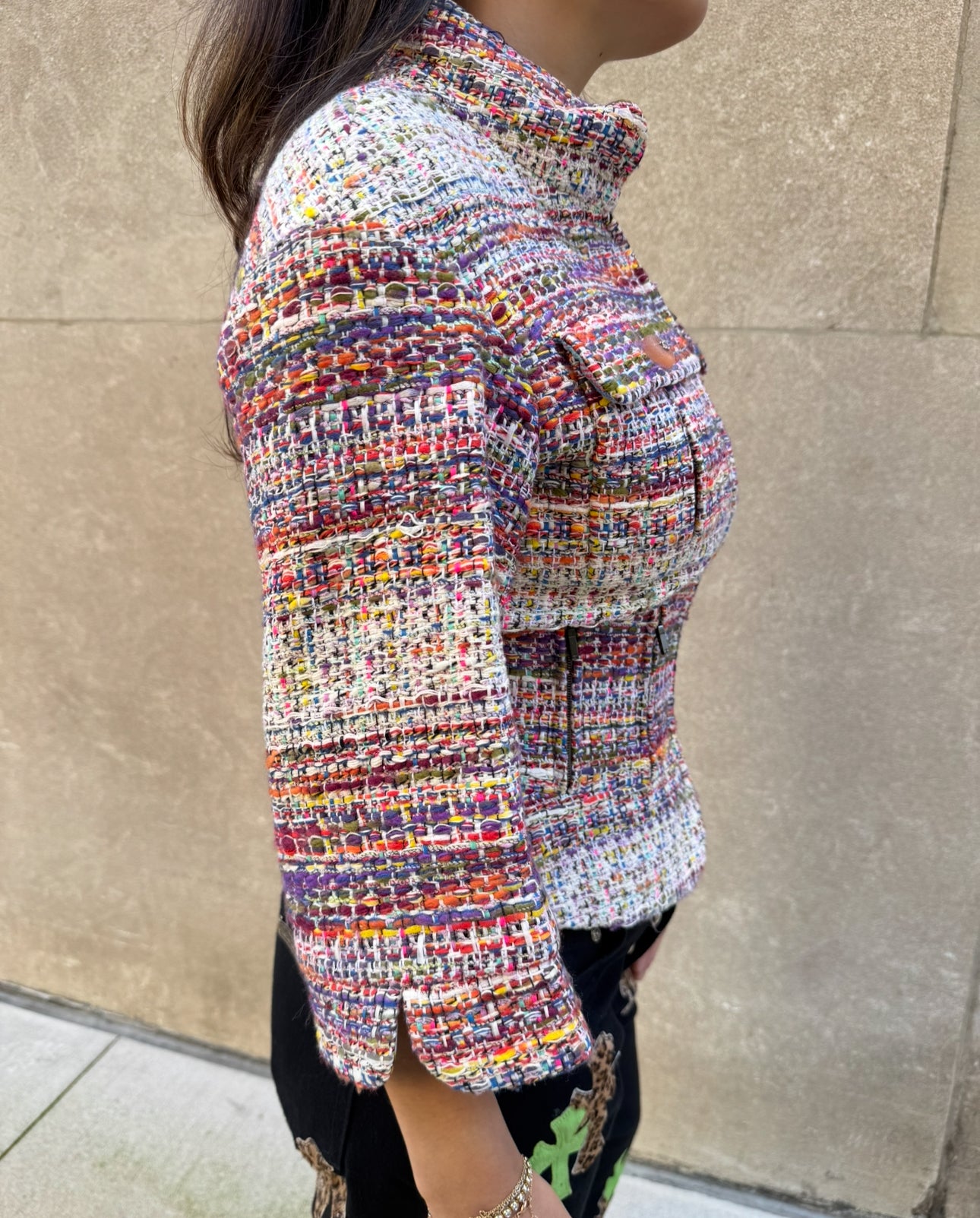 CHANEL Multicolor Tweed Jacket with Zippers
