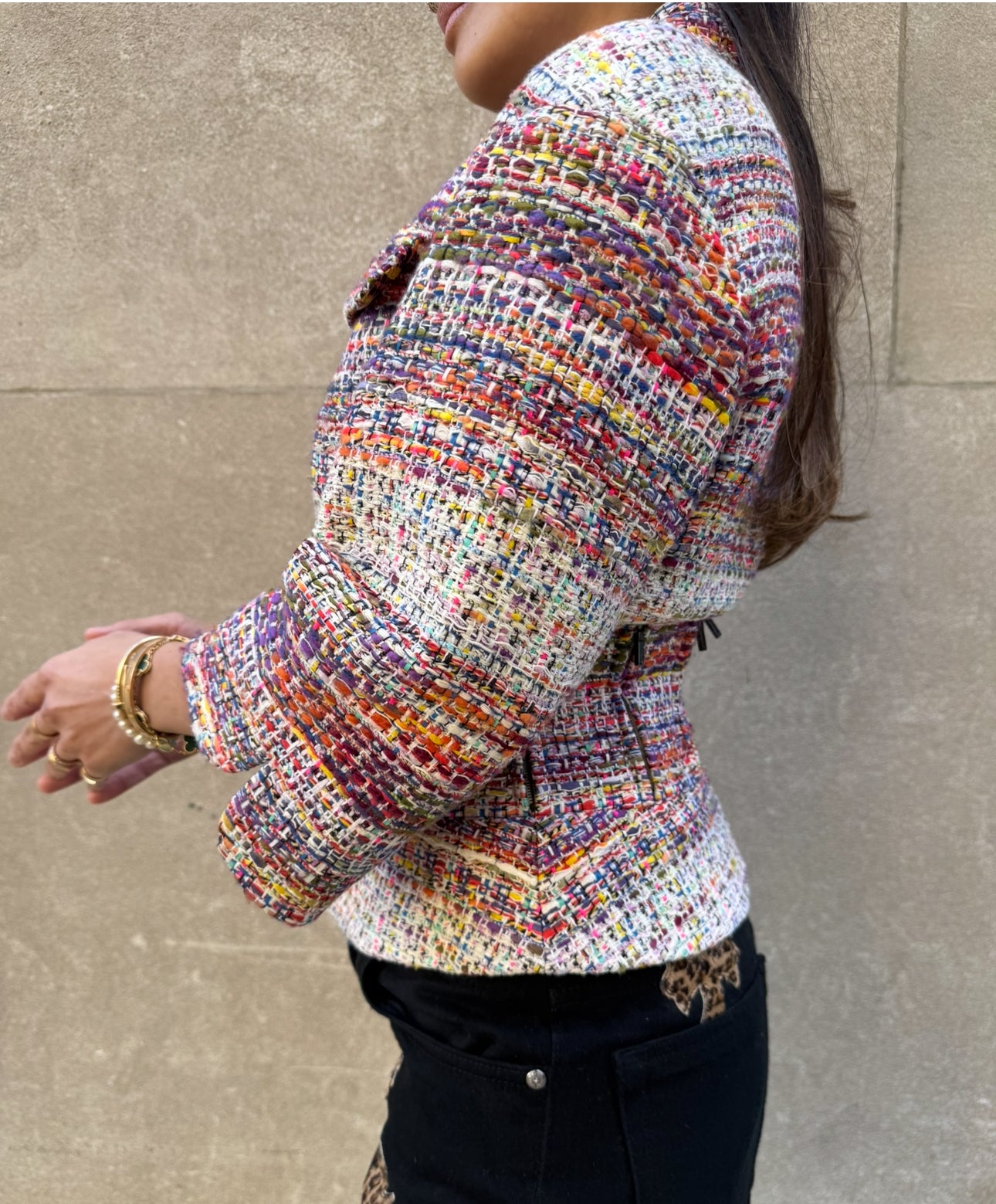 CHANEL Multicolor Tweed Jacket with Zippers