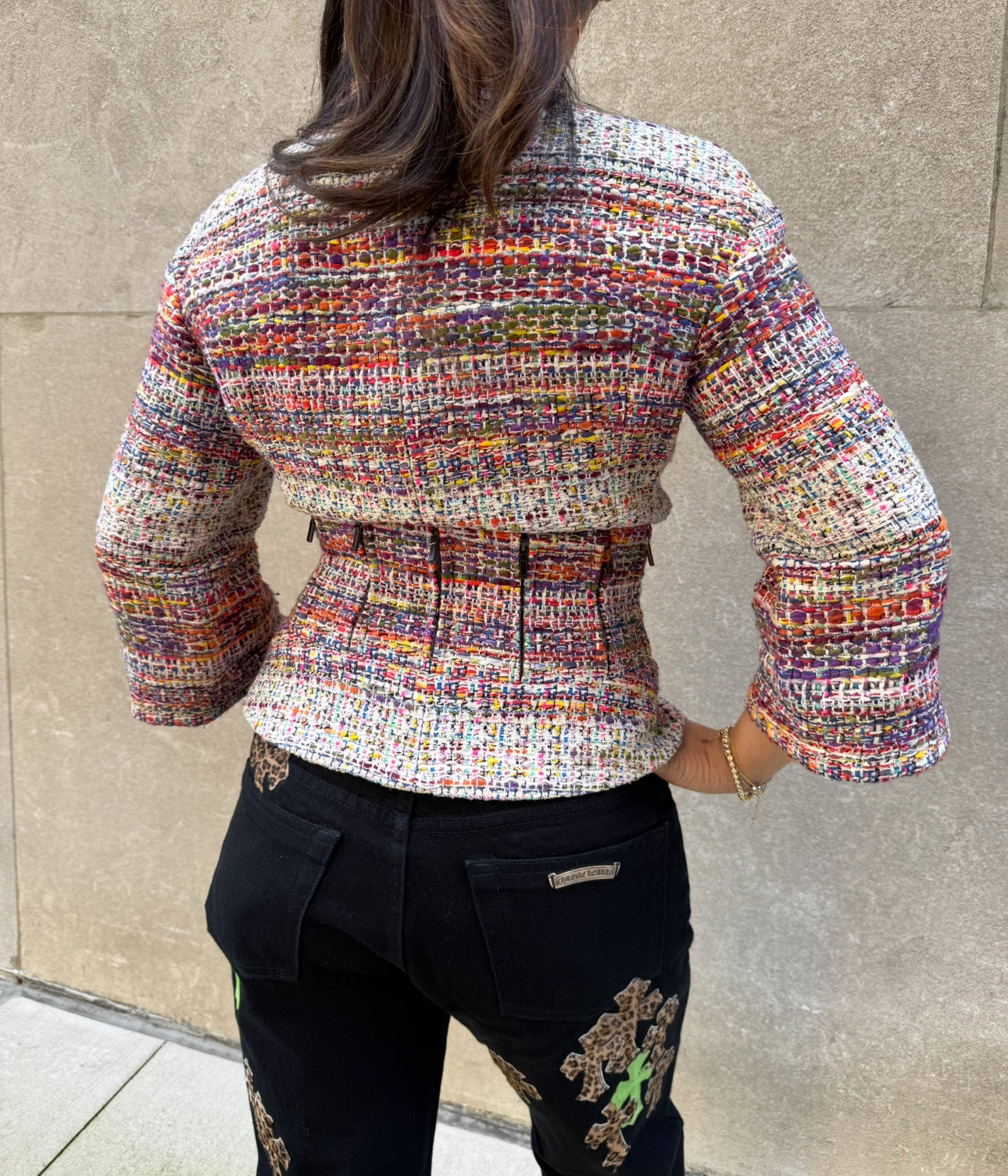 CHANEL Multicolor Tweed Jacket with Zippers