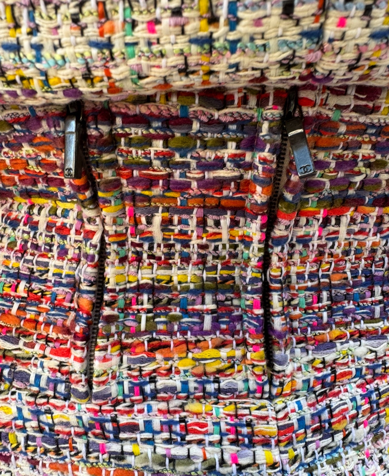 CHANEL Multicolor Tweed Jacket with Zippers