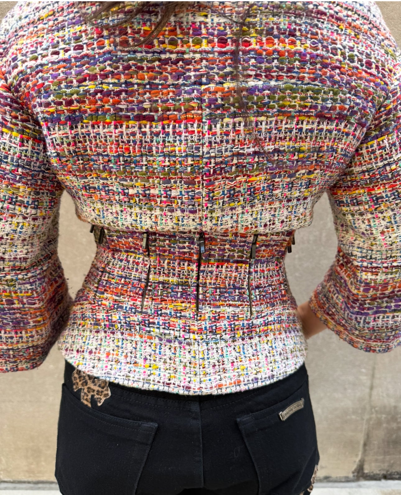 CHANEL Multicolor Tweed Jacket with Zippers