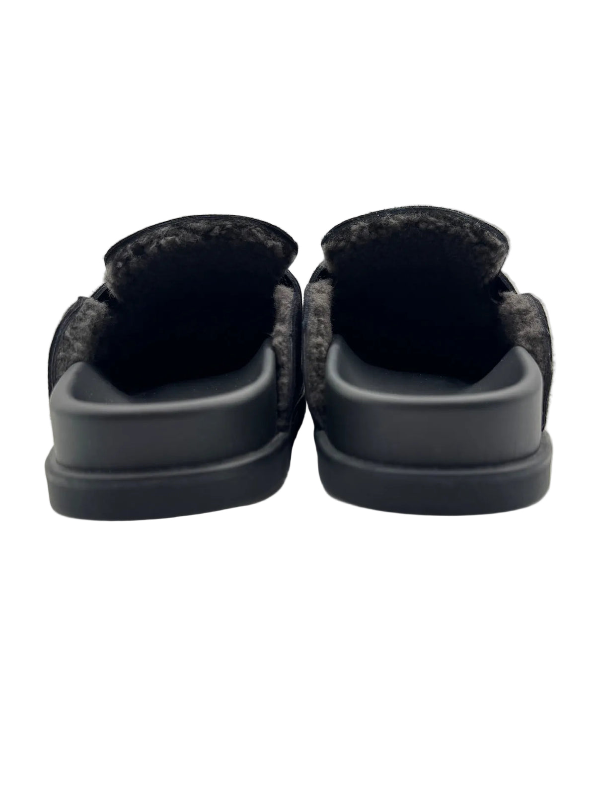 Hermès Black Shearling Go Mules