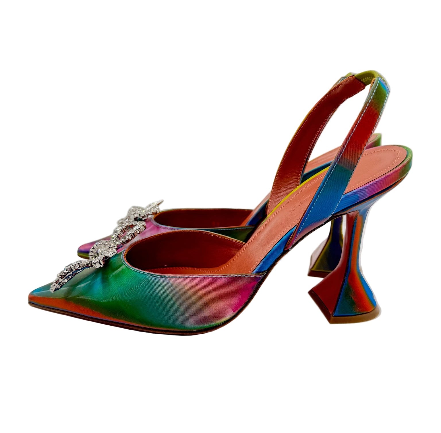 Amina Muaddi Rosie Multicolor Rainbow Slingback Heels