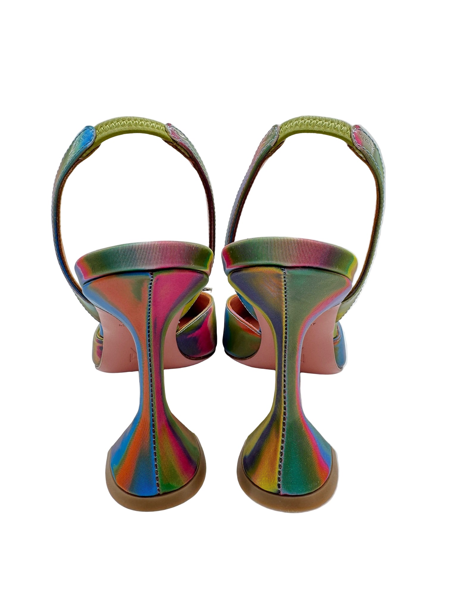 Amina Muaddi Rosie Multicolor Rainbow Slingback Heels