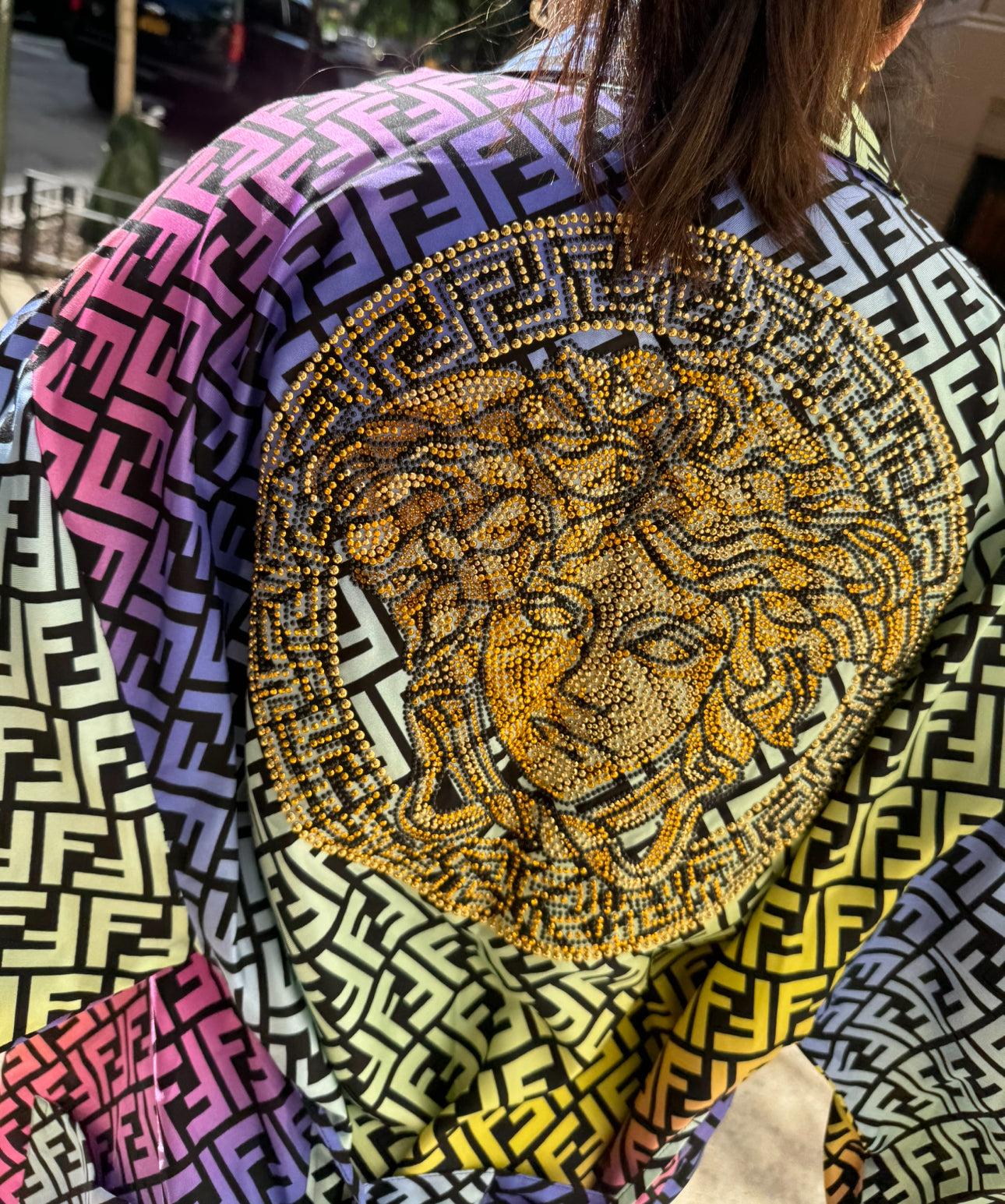 FENDACE Fendi X Versace Rainbow Silk Robe