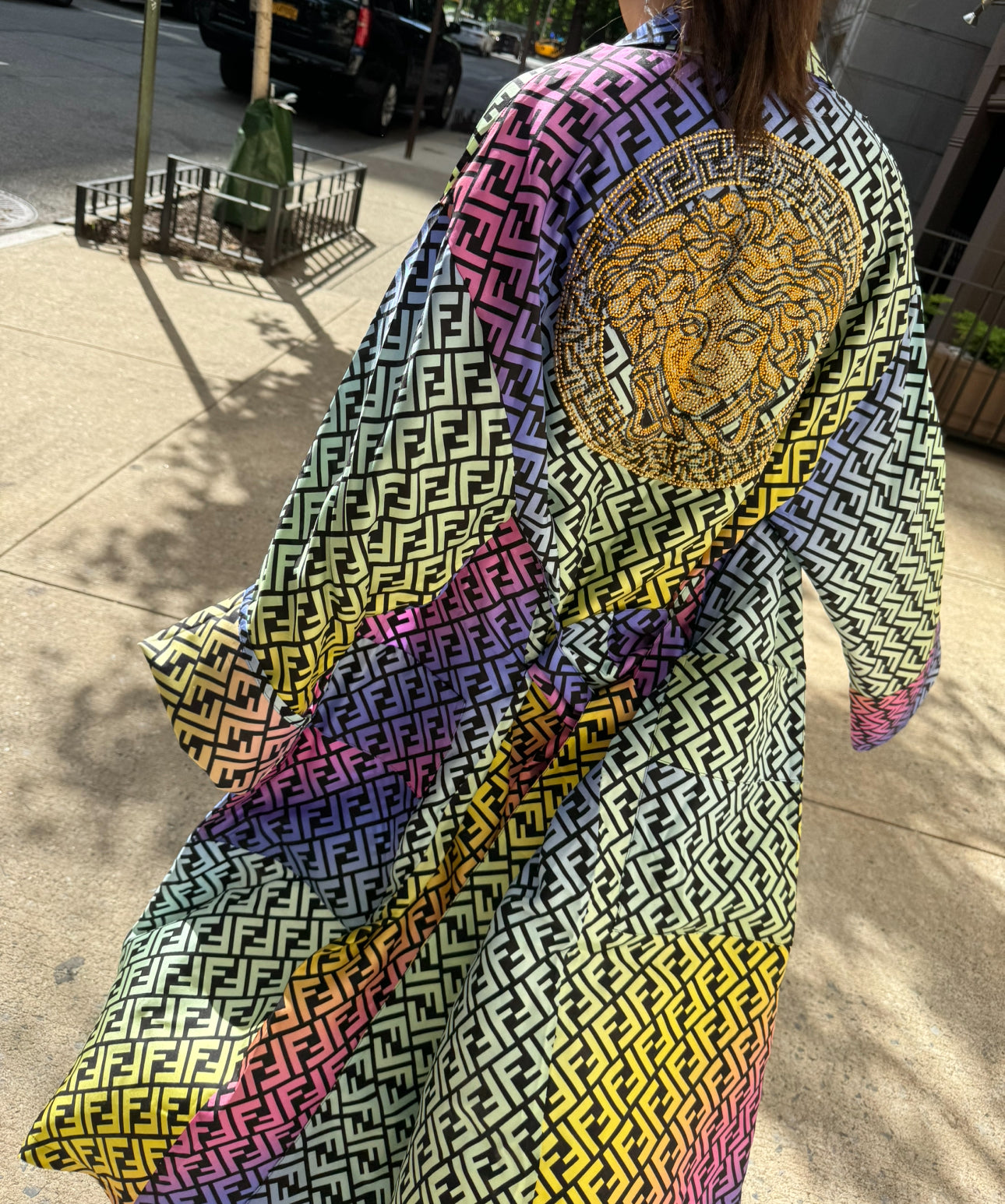 FENDACE Fendi X Versace Rainbow Silk Robe