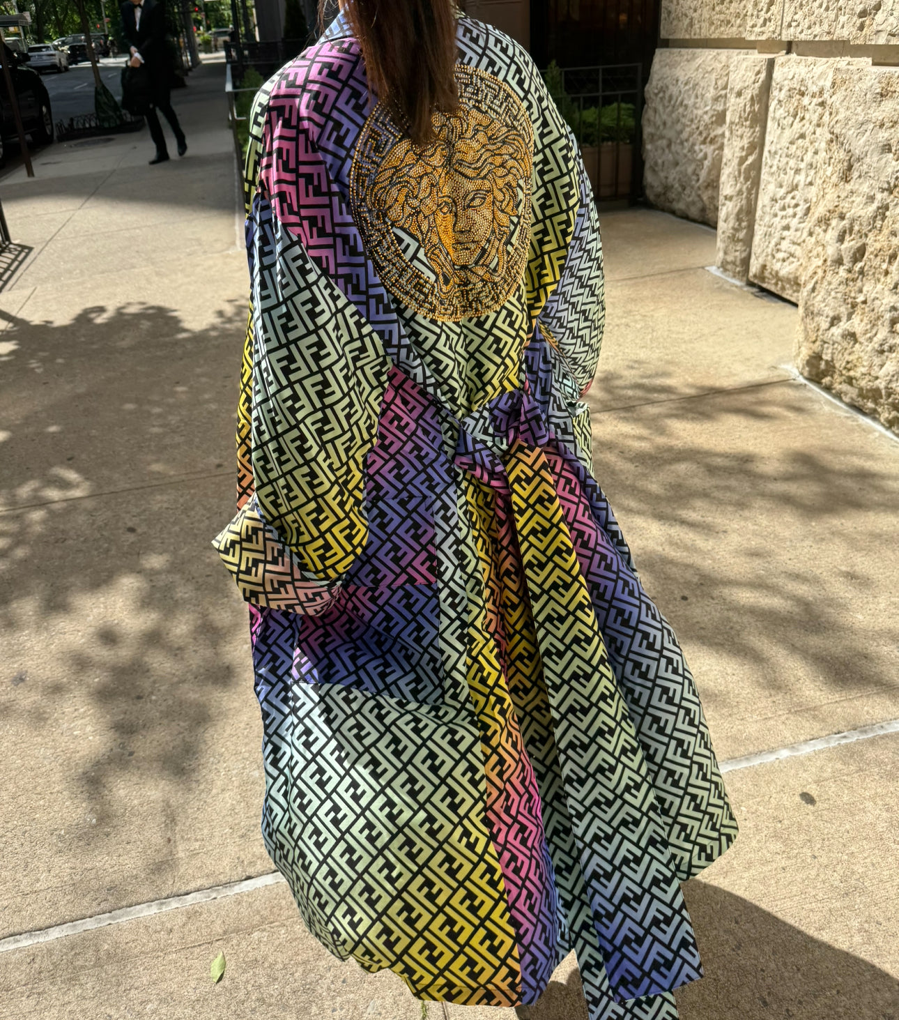 FENDACE Fendi X Versace Rainbow Silk Robe