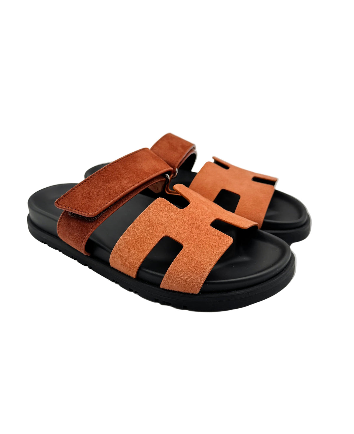 Hermès Rose Bois De Santal and Rouge De Turin Chypre Sandals