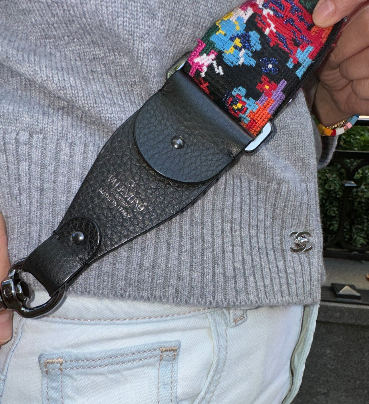 Valentino Multicolor Embroidery Bag Strap