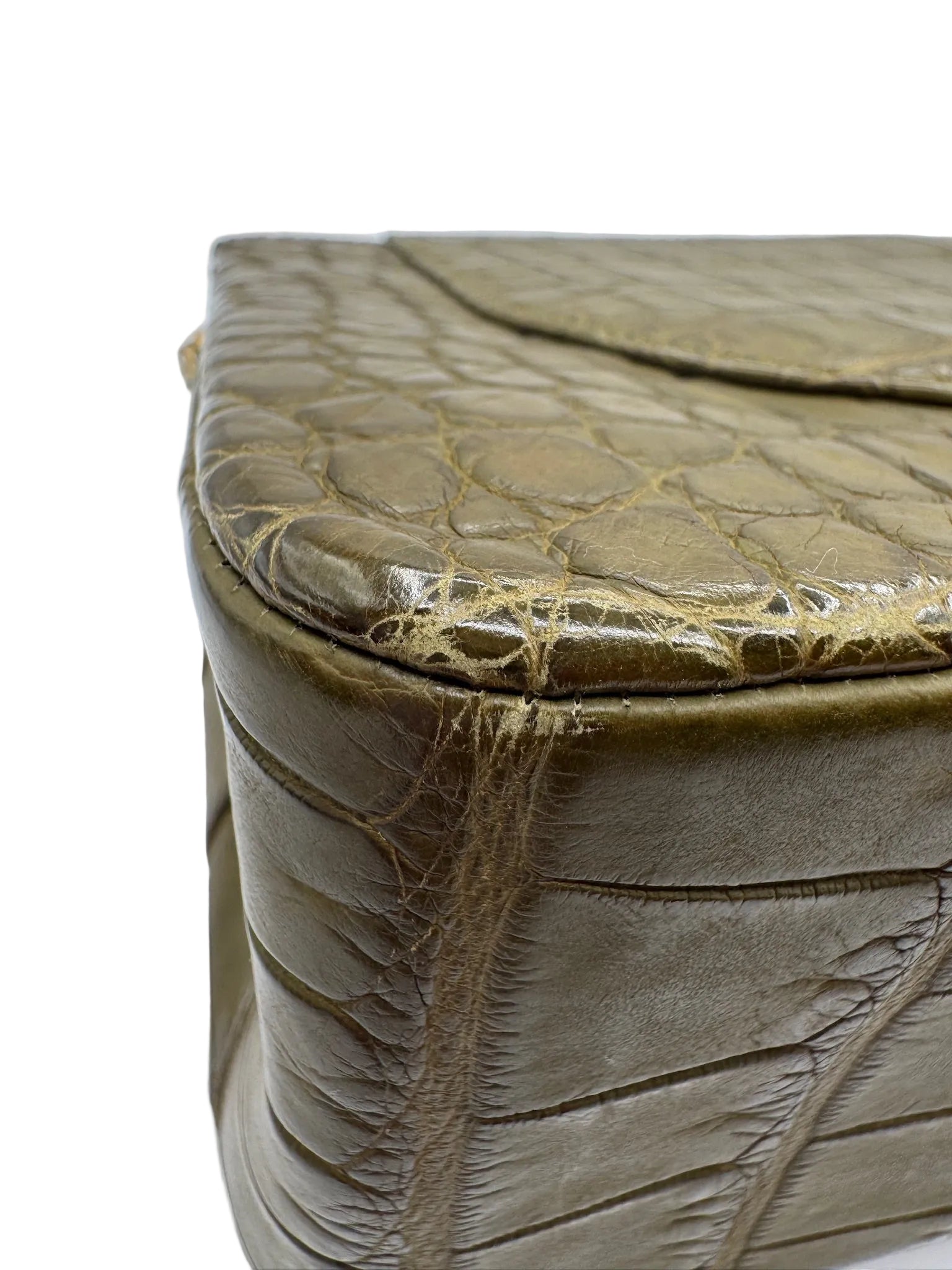Chanel Matte Khaki Green Alligator Classic Double Flapbag