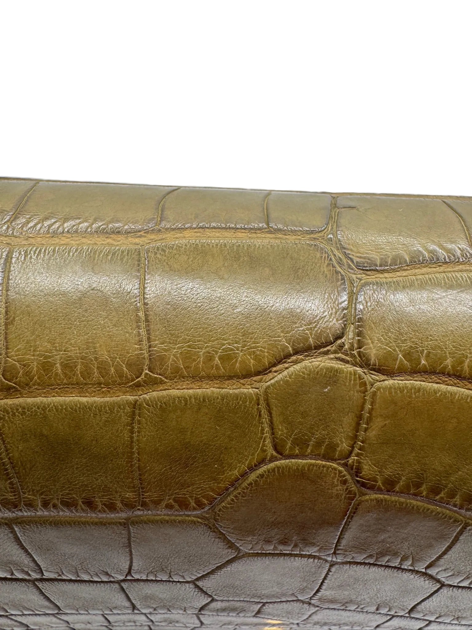 Chanel Matte Khaki Green Alligator Classic Double Flapbag