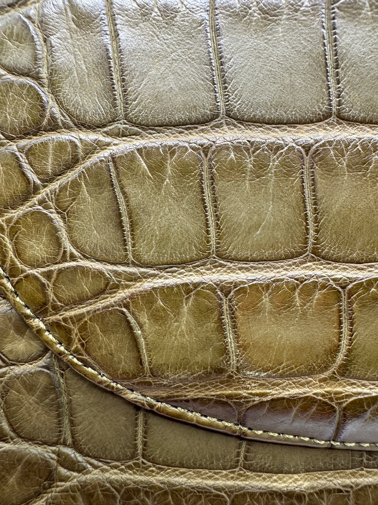 Chanel Matte Khaki Green Alligator Classic Double Flapbag