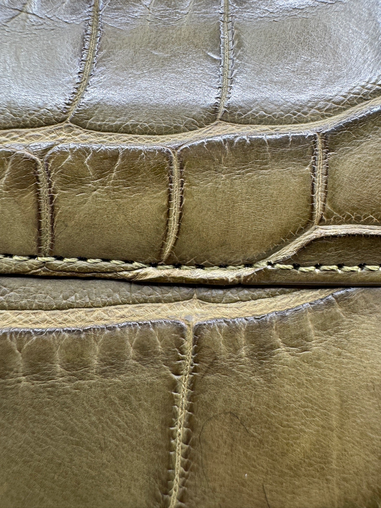 Chanel Matte Khaki Green Alligator Classic Double Flapbag
