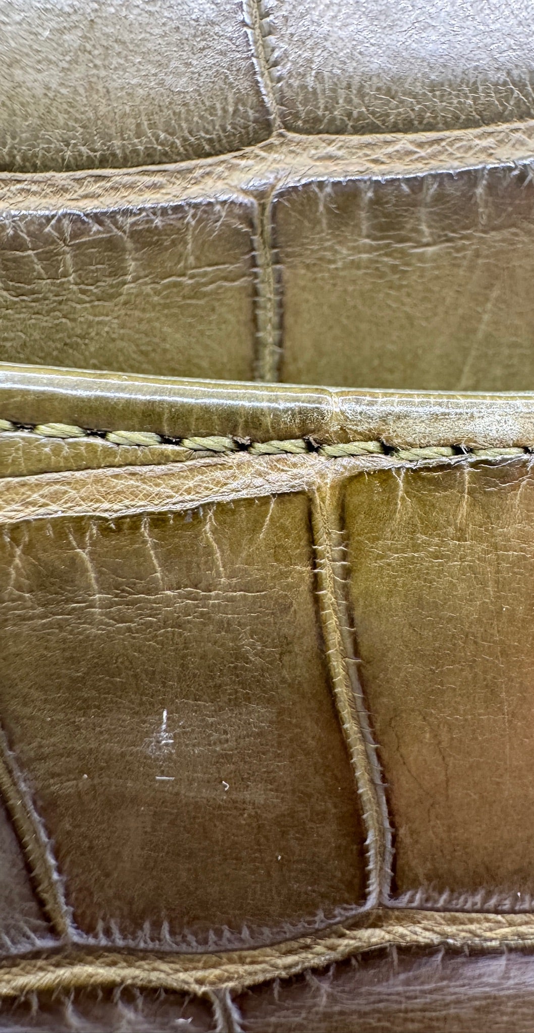 Chanel Matte Khaki Green Alligator Classic Double Flapbag