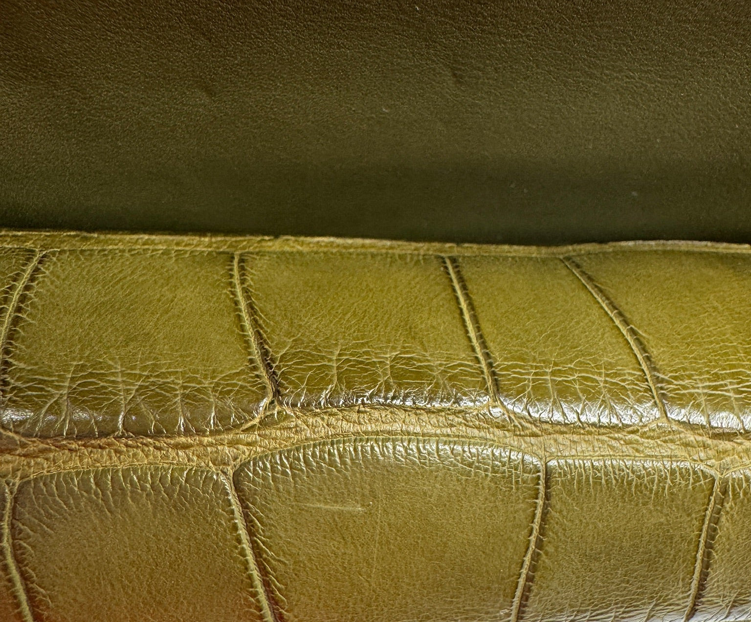 Chanel Matte Khaki Green Alligator Classic Double Flapbag