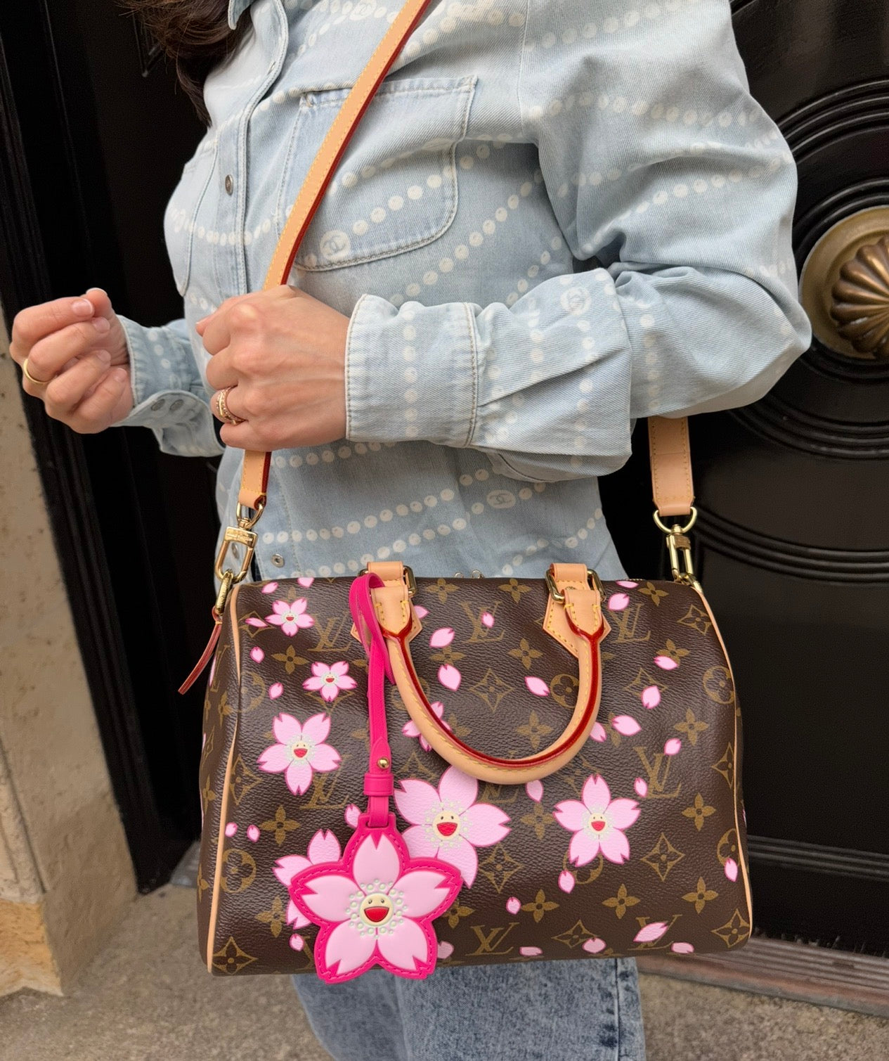 Louis Vuitton X Takashi Murakami Cherry Blossom Brown Monogram Speedy 25