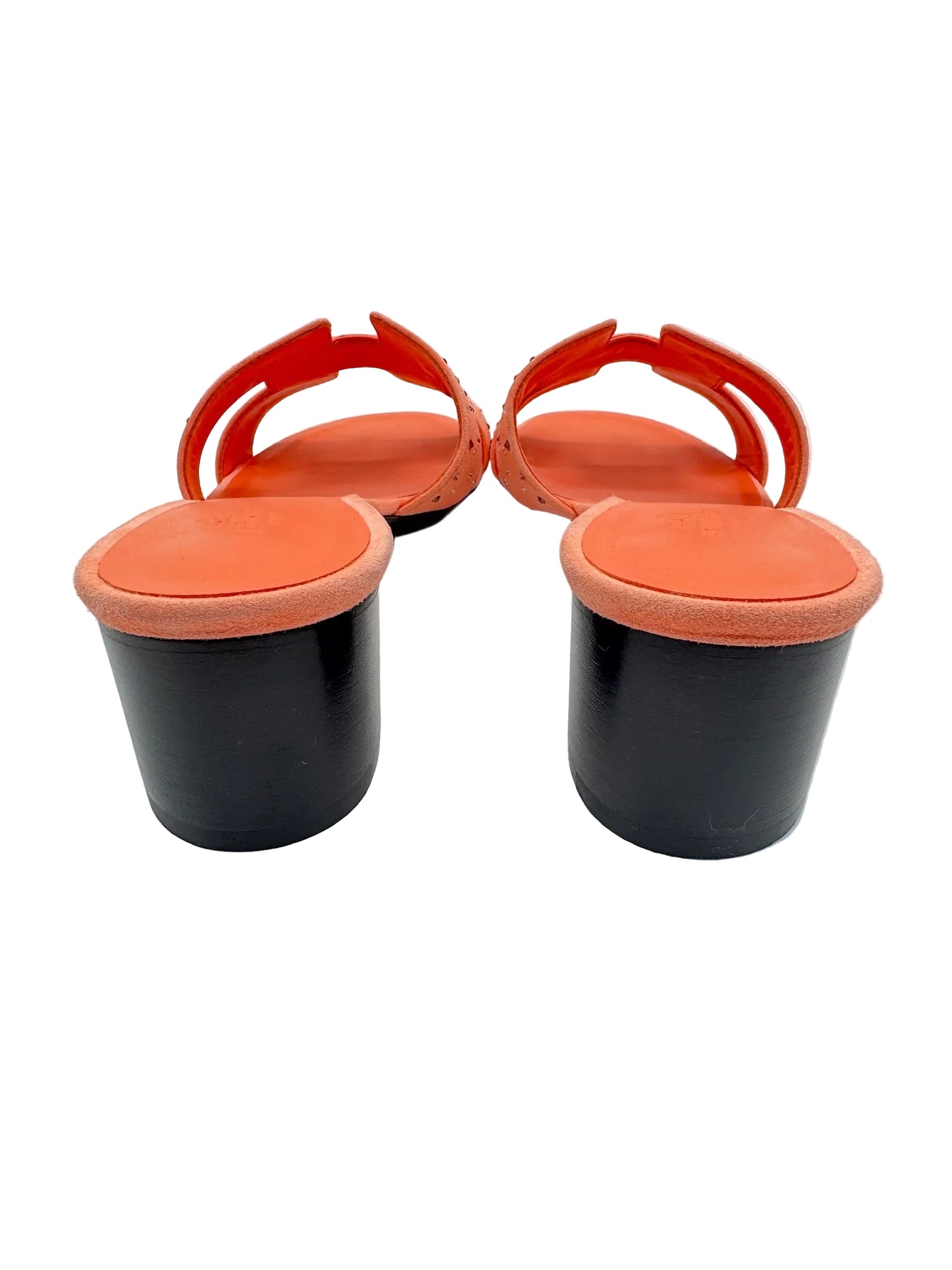 Hermès Oasis Sandals Coral Orange with Crystals