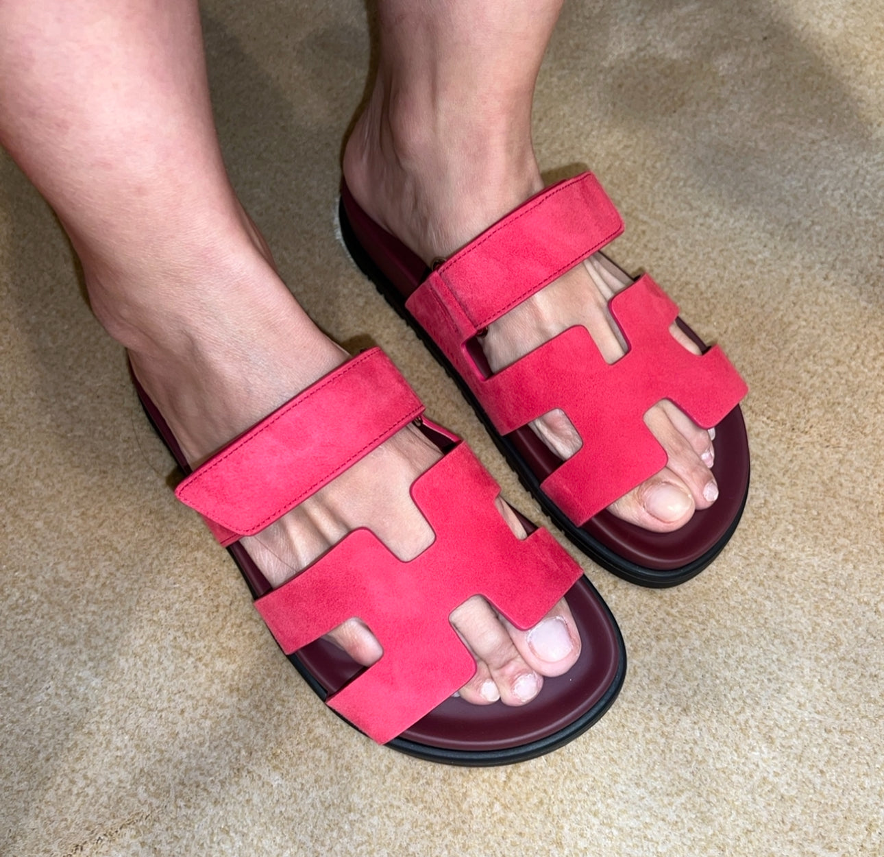 Hermes Rose Framboise Pink Raspberry Chypre Sandals - Size FR 37