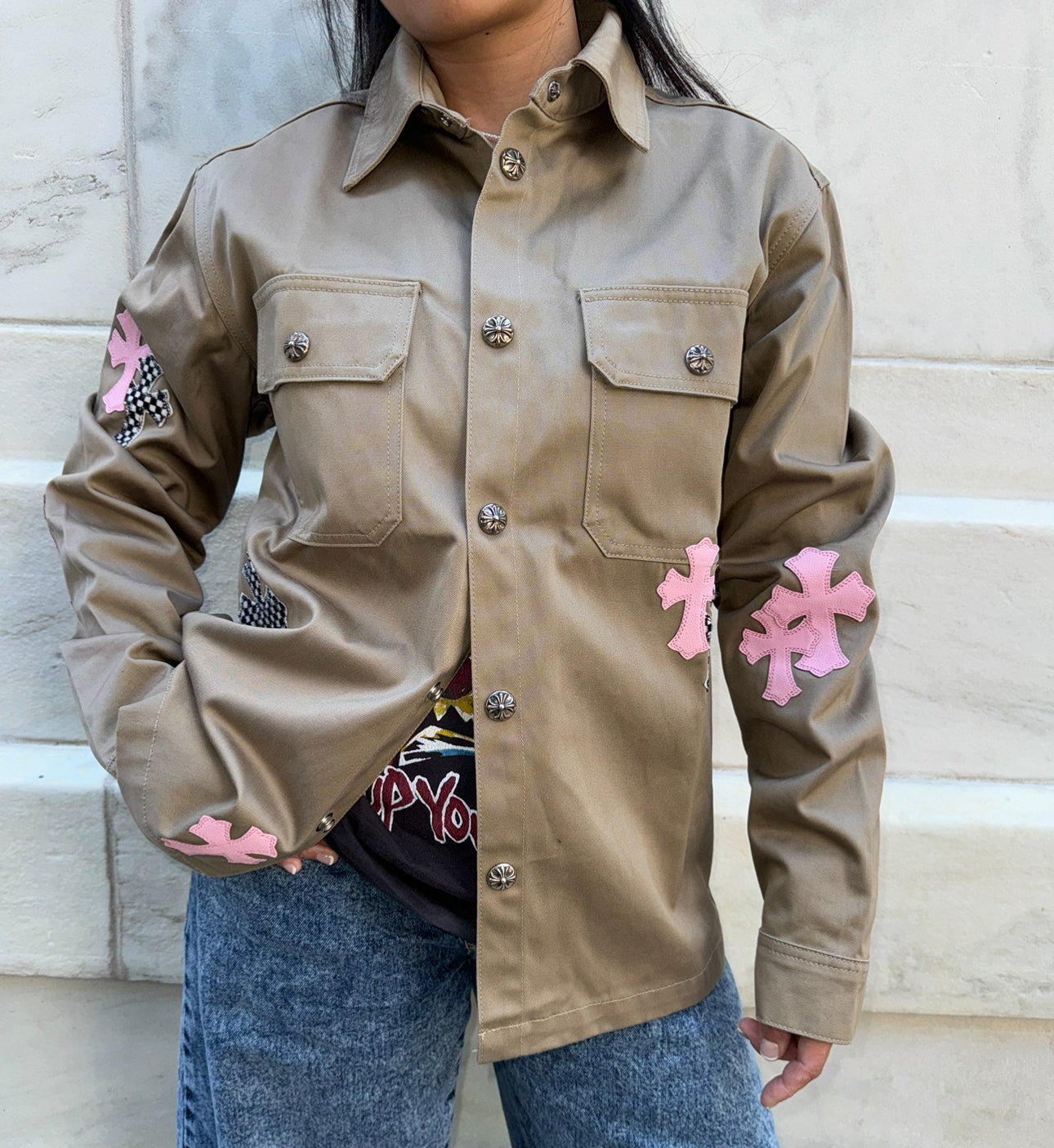 Chrome Hearts Khaki with Pink Cross Jacket