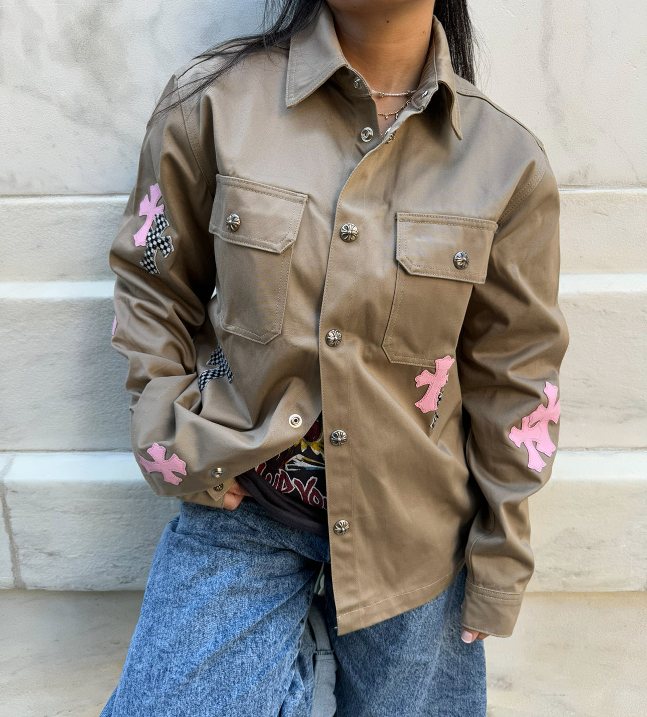 Chrome Hearts Khaki with Pink Cross Jacket