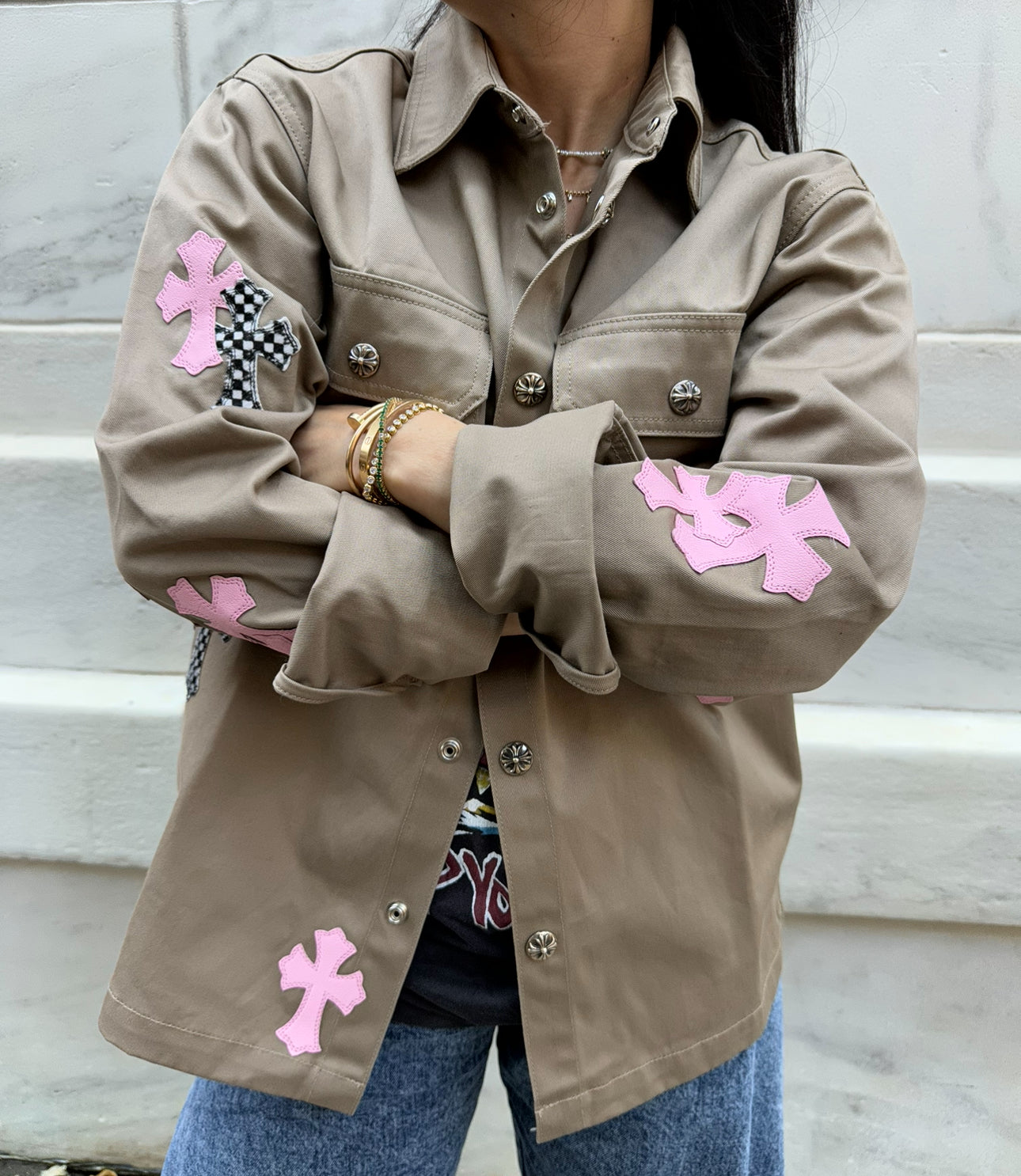 Chrome Hearts Khaki with Pink Cross Jacket