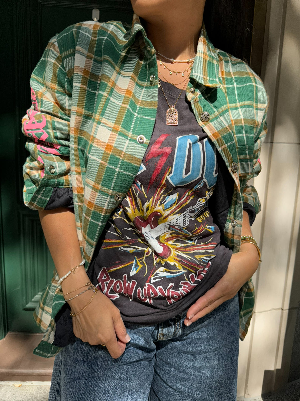 Chrome Hearts Green Flannel Plaid Jacket