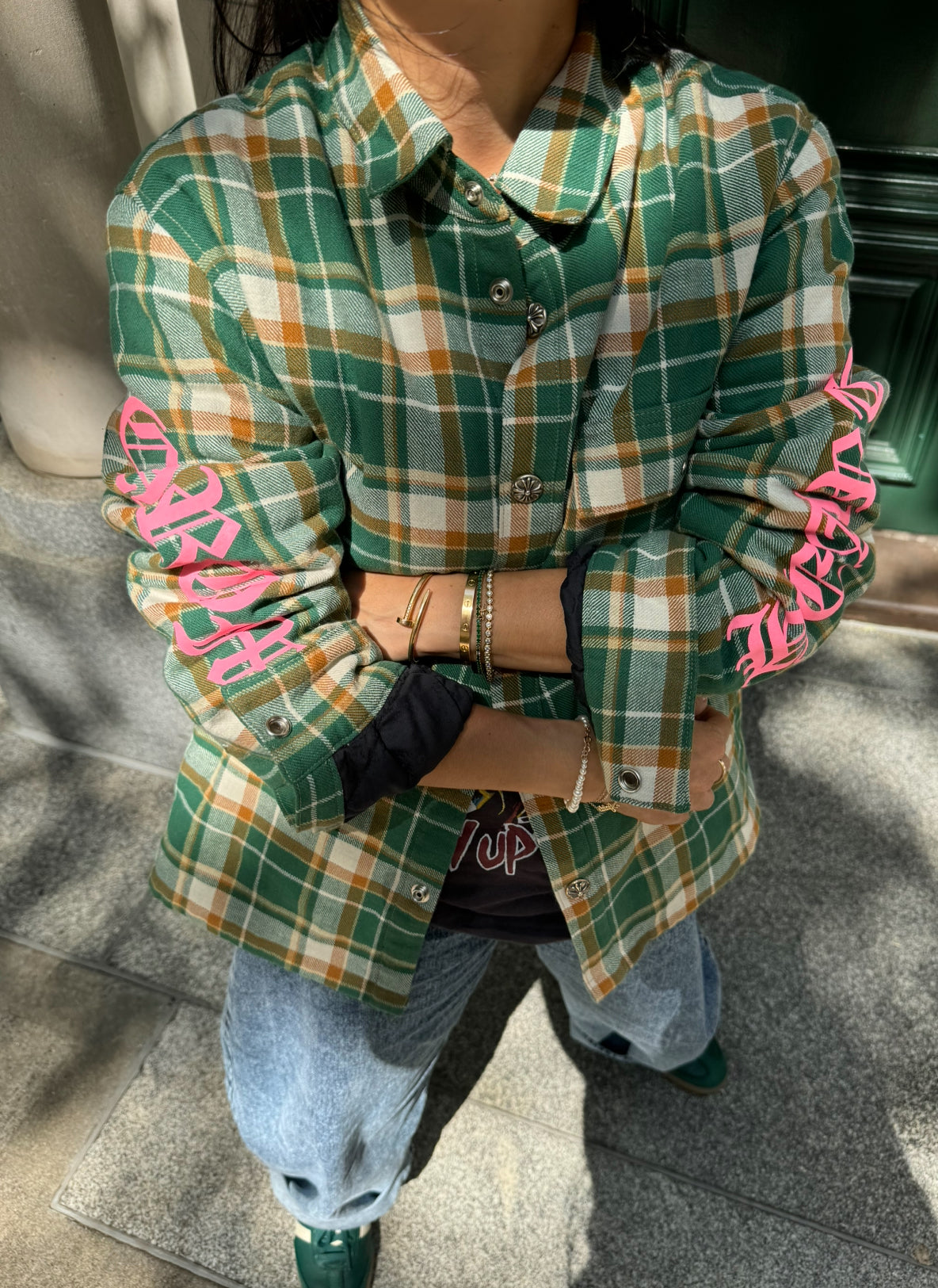 Chrome Hearts Green Flannel Plaid Jacket
