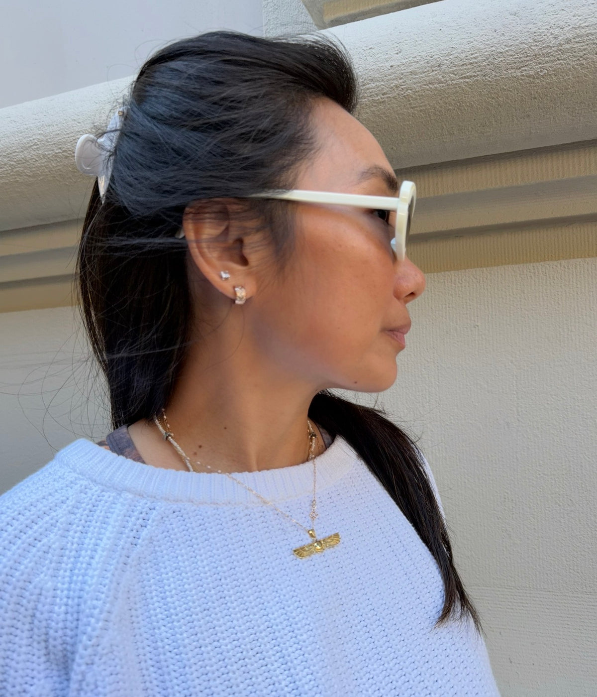 Chanel White Oval Sunglasses
