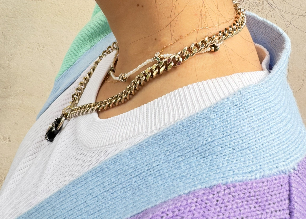 Chanel Black CC Lock Gold Necklace