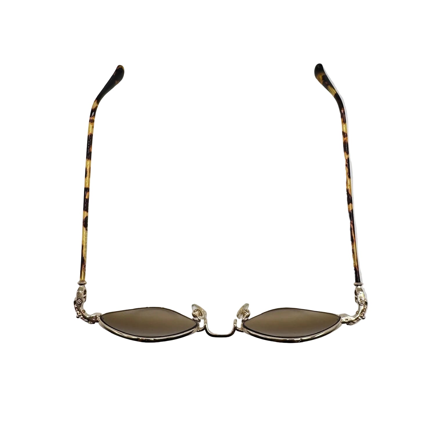 Chrome Hearts Diamond Dog Sunglasses Brown Lens with Gold Frame