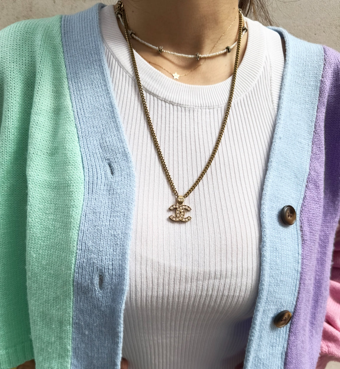 Chanel CC Gold Crystal Necklace