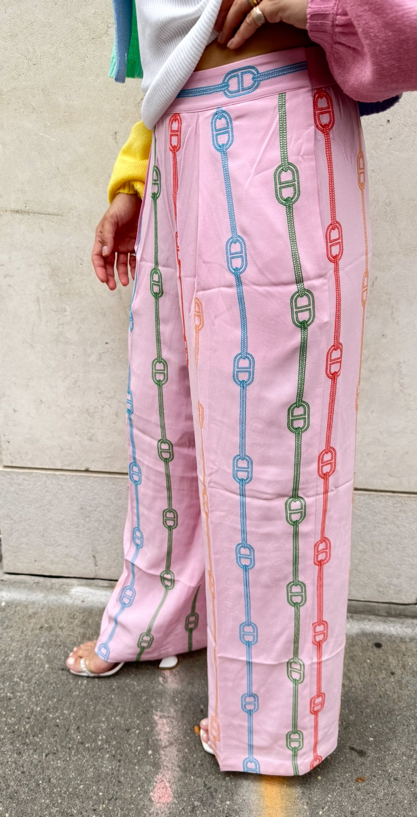 Hermès Pink Pajama Pants Rainbow Embroidery